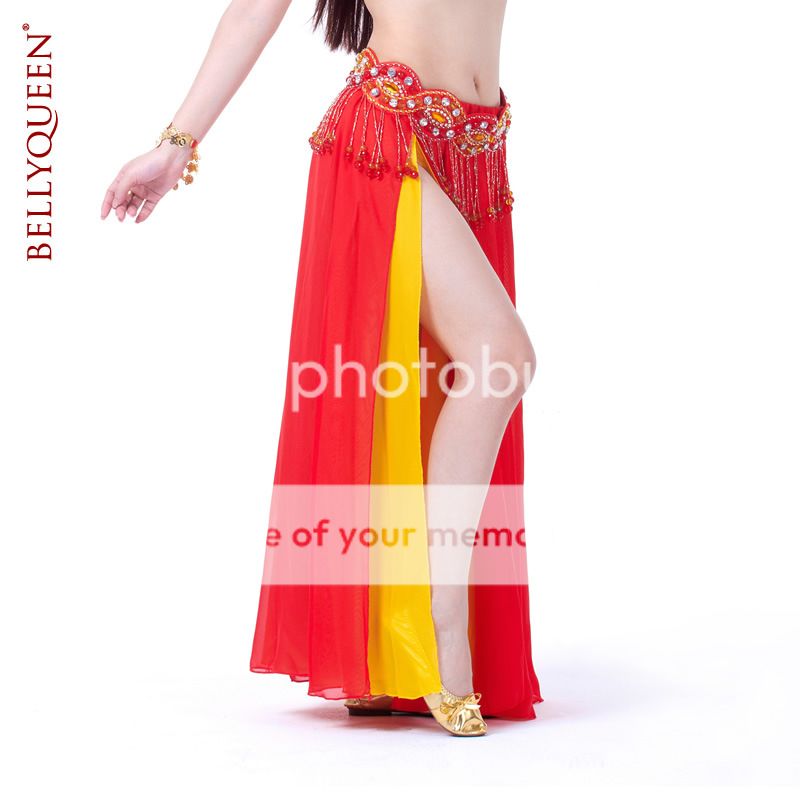 Dancewear Polyester Belly Dance Skirt Double Colors For Ladies